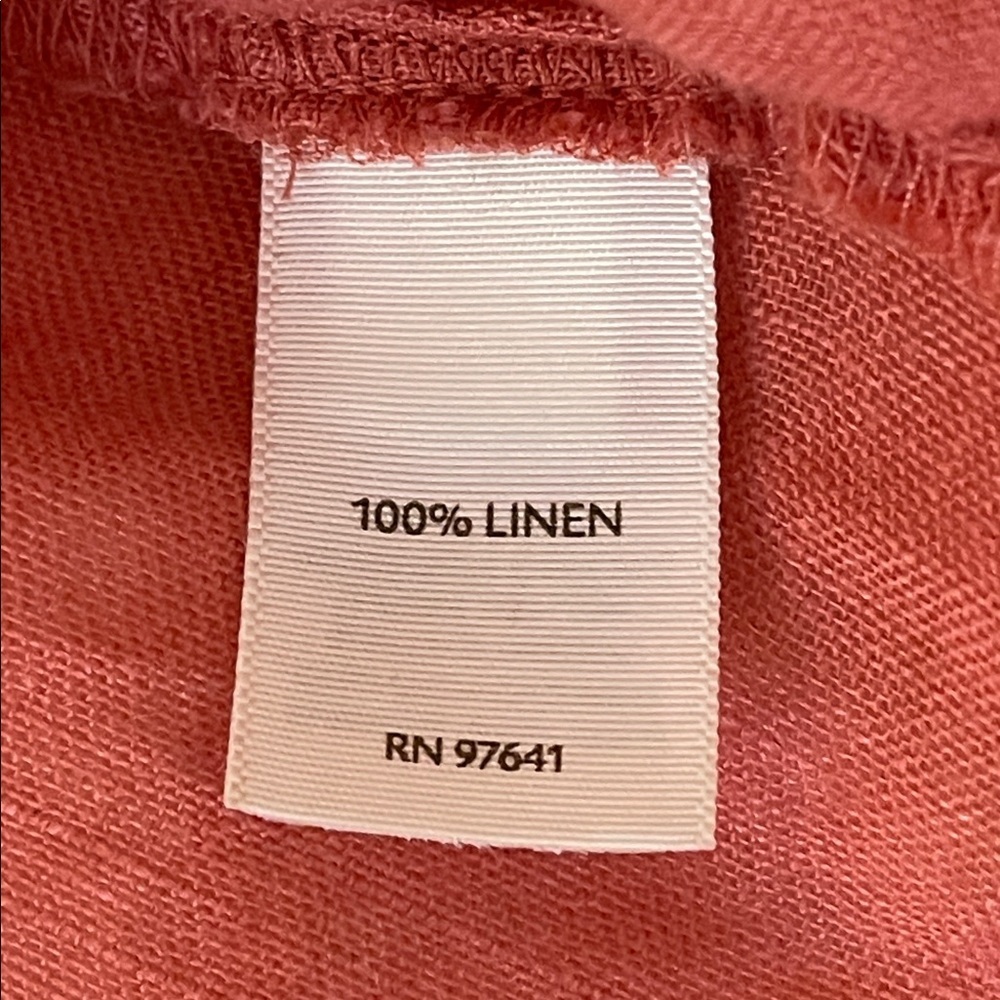 J.Jill Linen Pintuck Button Shirt Coral Pink Petite M - Picture 7 of 7